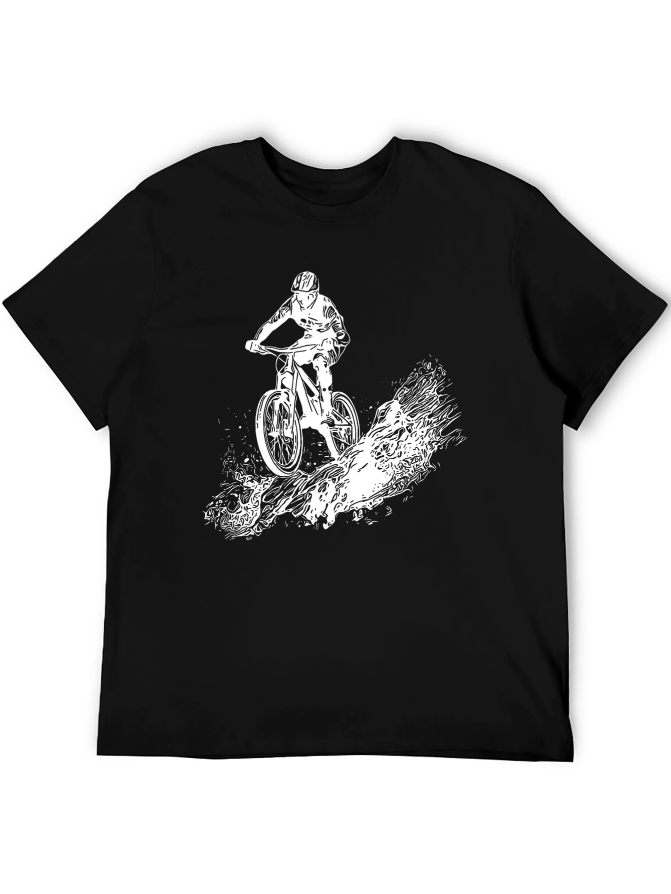 Mountain Biker Graphic Tee - Black Cotton T-Shirt
