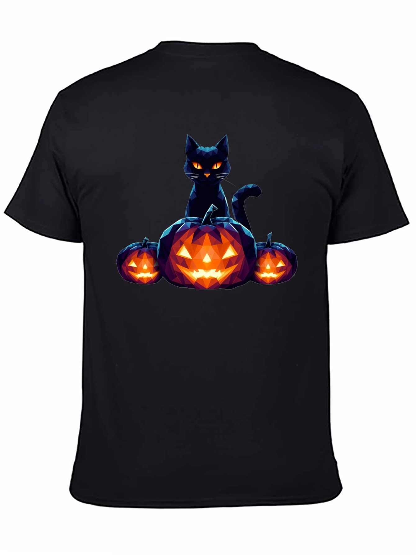 Halloween Black Cat and Pumpkin Graphic Tee