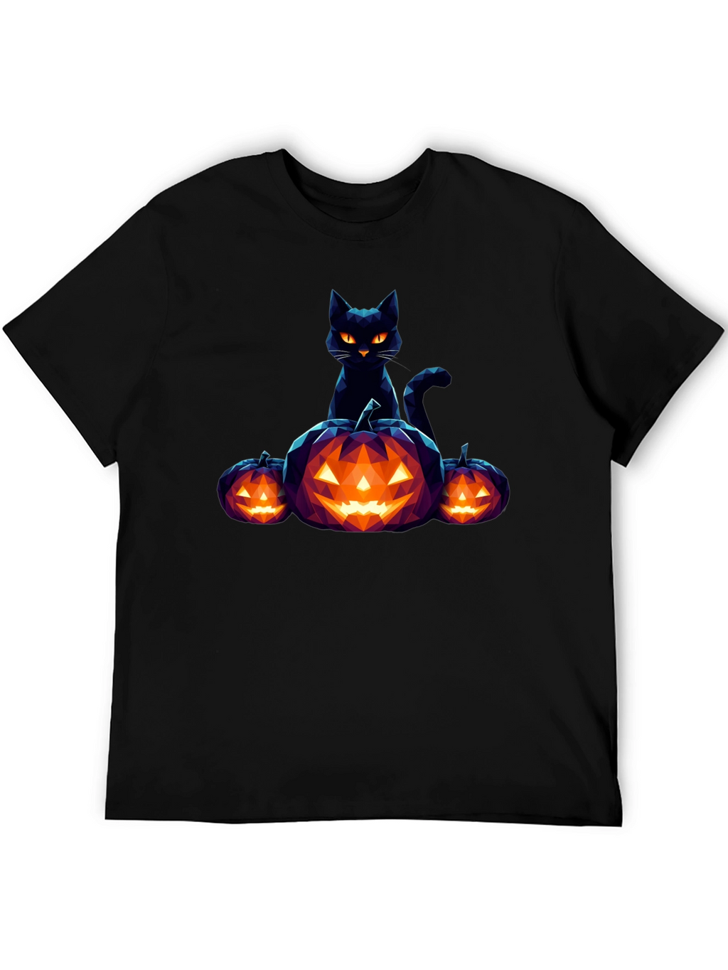 Halloween Black Cat and Pumpkin Graphic Tee