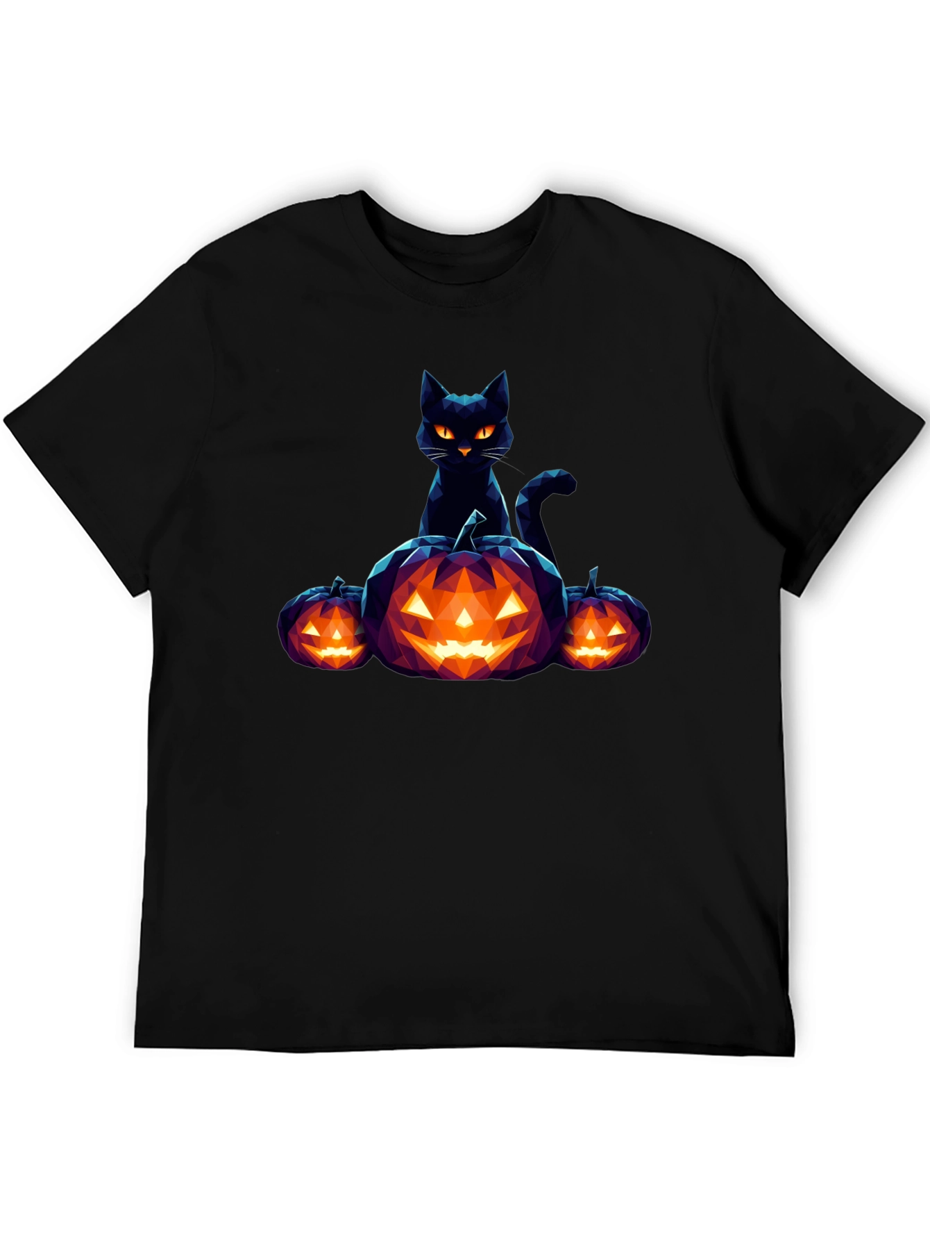 Halloween Black Cat and Pumpkin Graphic Tee