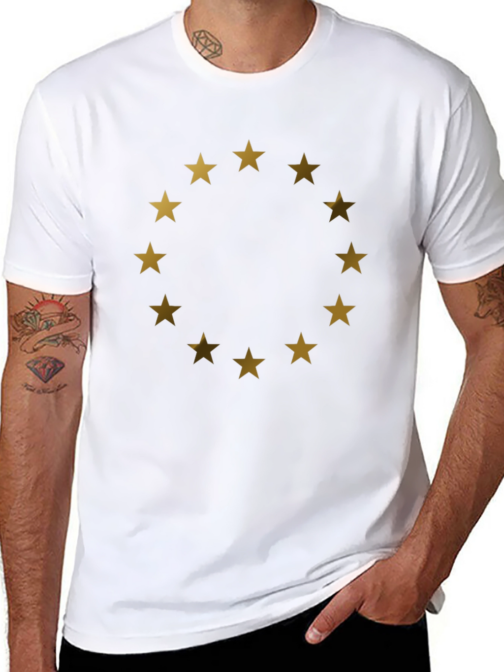 EU Stars Graphic T-Shirt - Black Cotton Tee