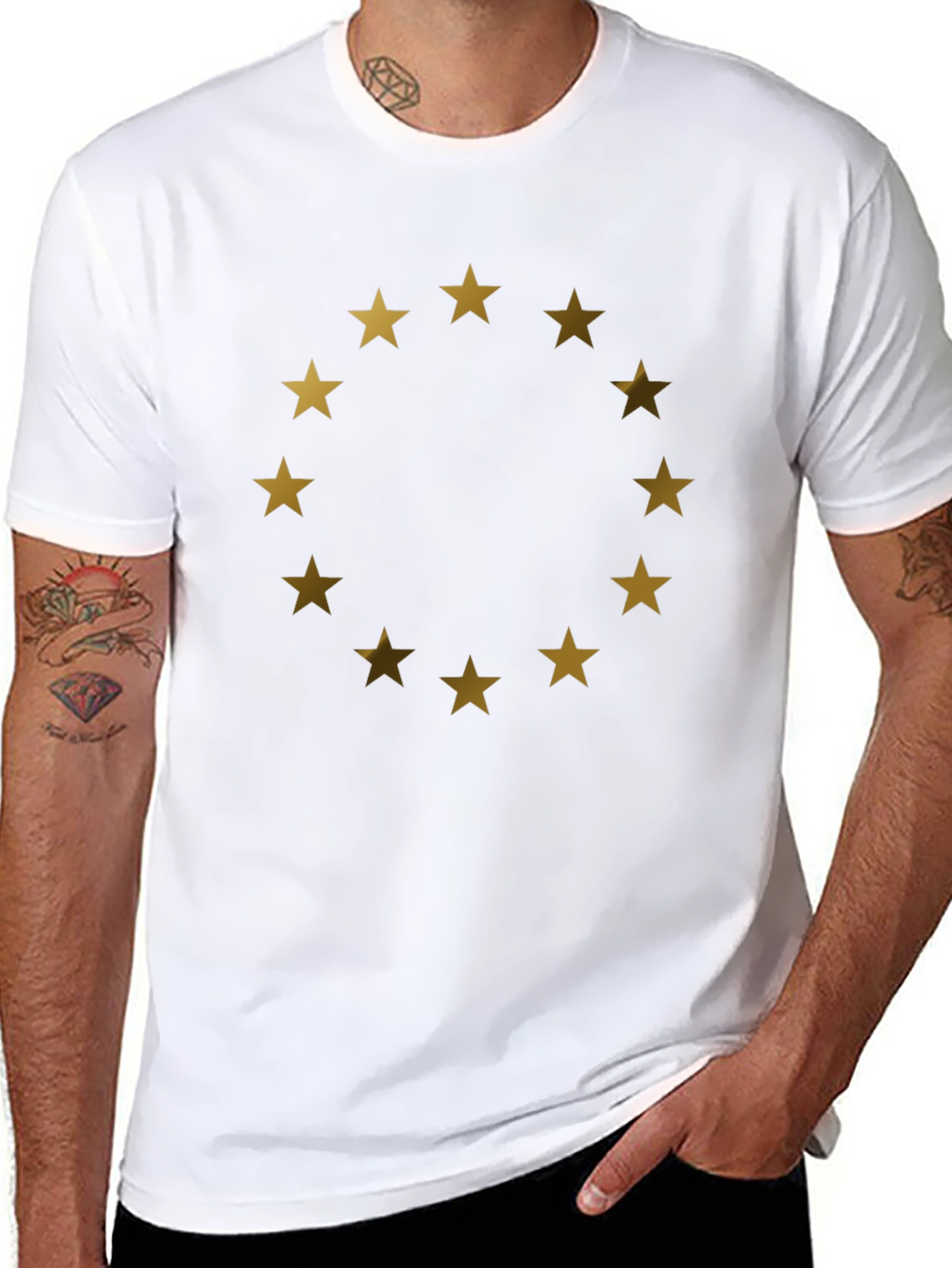 EU Stars Graphic T-Shirt - Black Cotton Tee