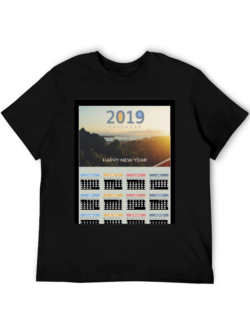 2019 Calendar New Year Graphic Tee