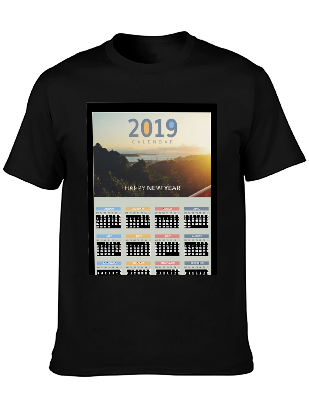 2019 Calendar New Year Graphic Tee