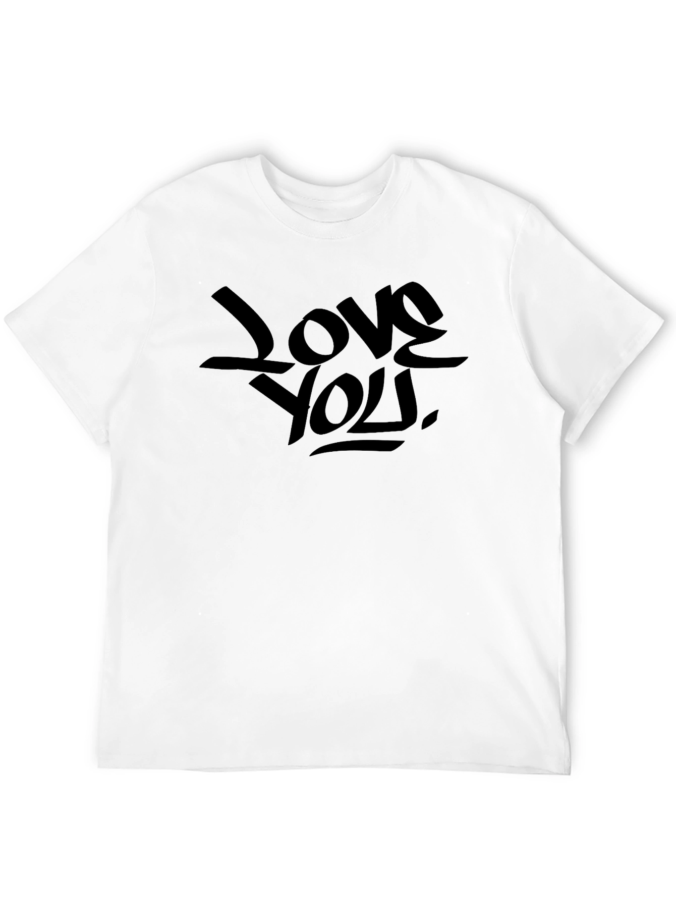 Love You Graphic Print Black T-Shirt