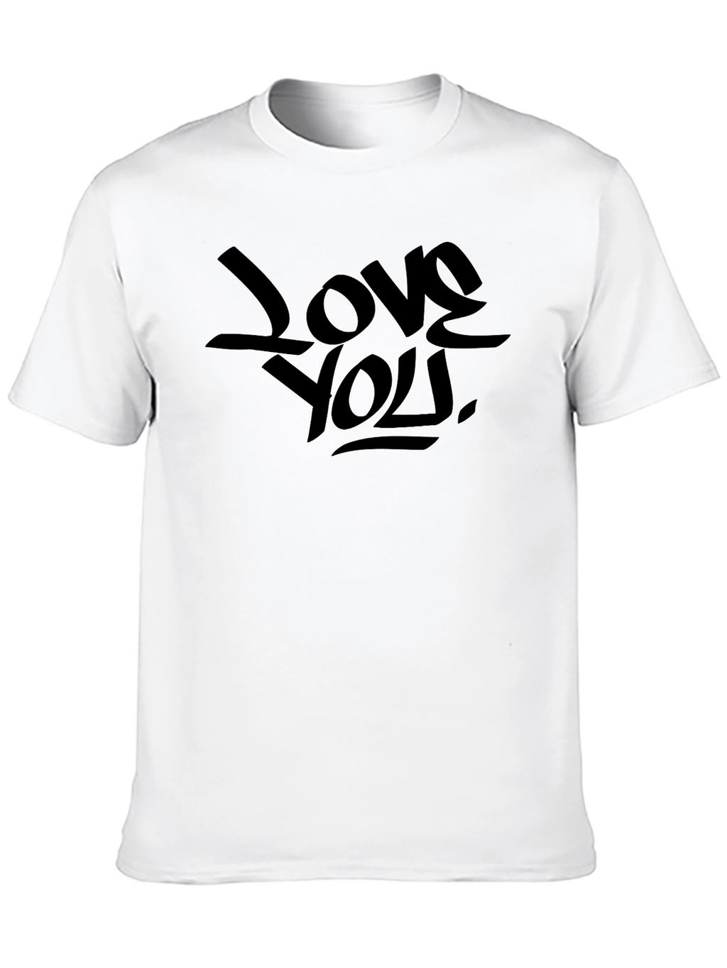 Love You Graphic Print Black T-Shirt