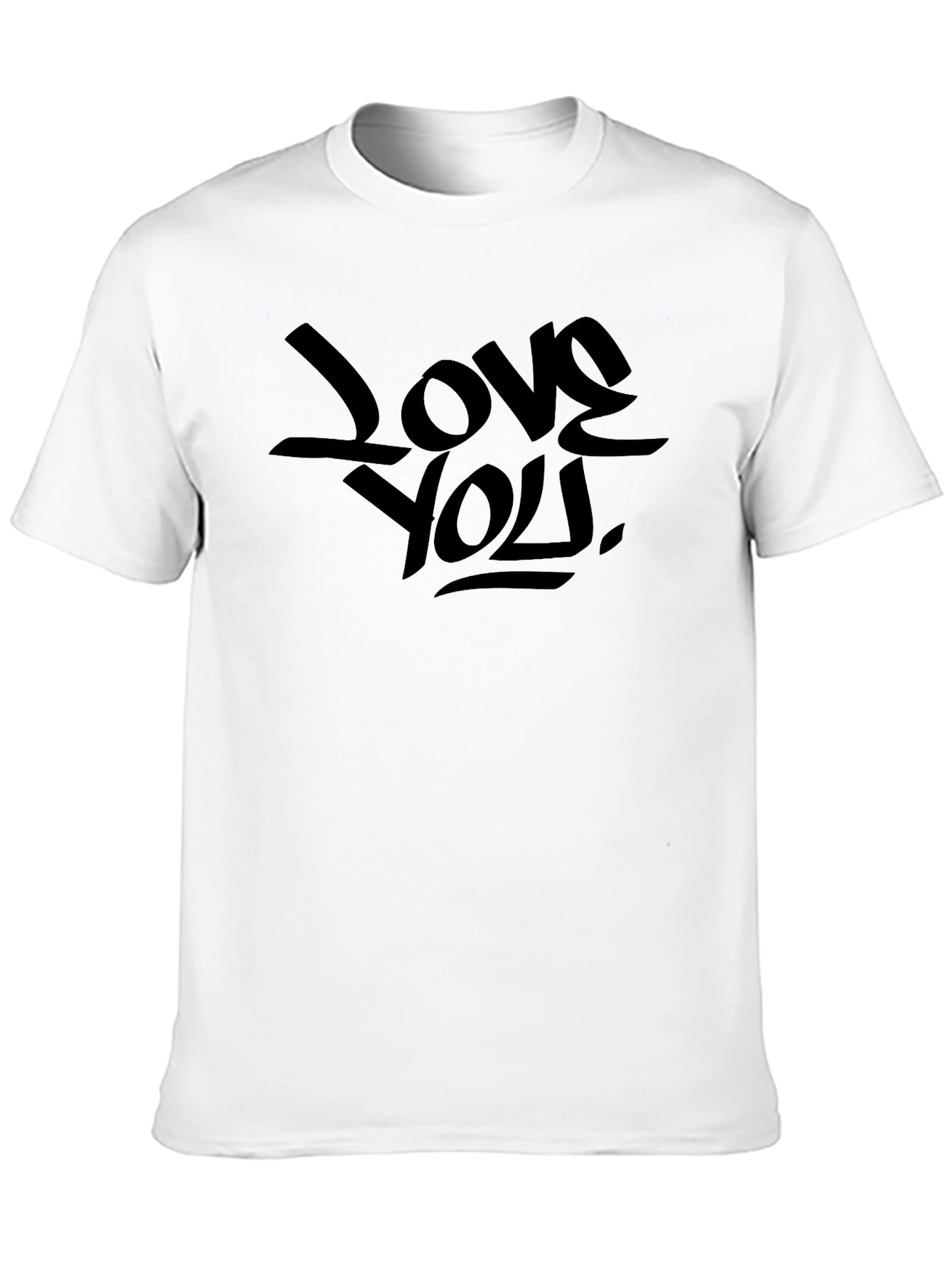 Love You Graphic Print Black T-Shirt