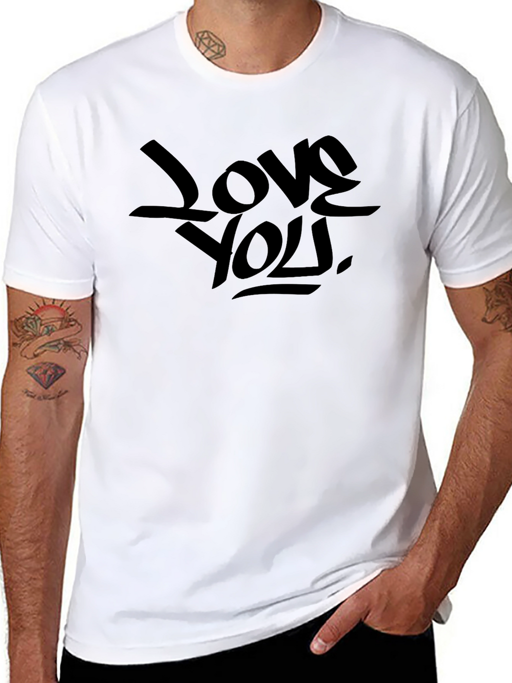 Love You Graphic Print Black T-Shirt