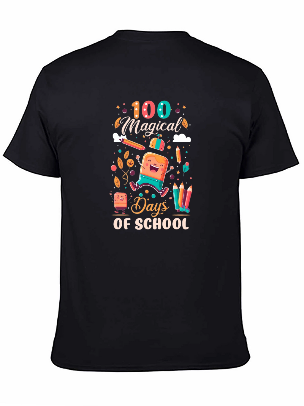 100 Magical Days of School Black T-Shirt
