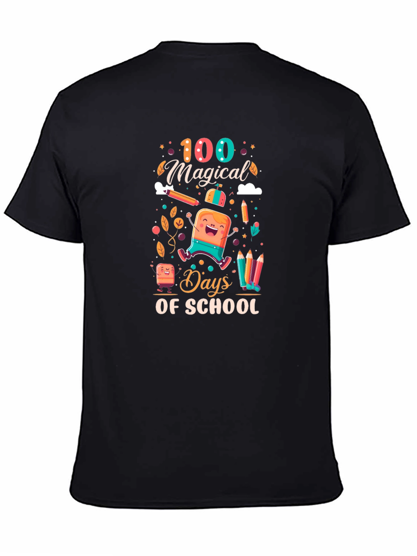100 Magical Days of School Black T-Shirt
