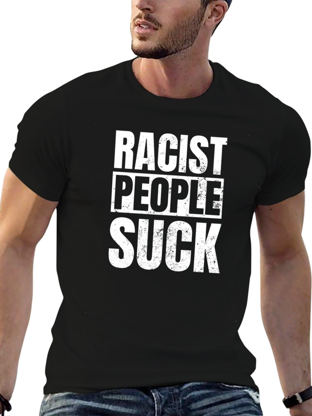 Racist People Suck Slogan T-Shirt