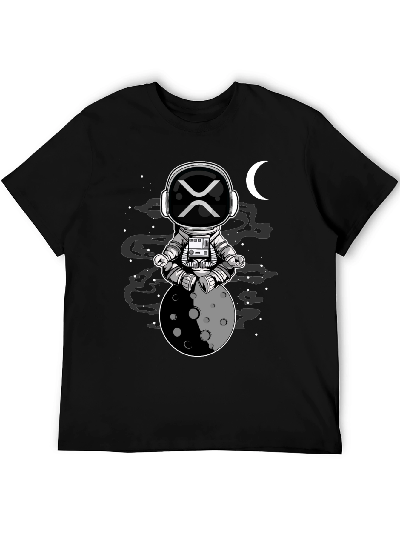 Astronaut Moon Meditation Black T-Shirt