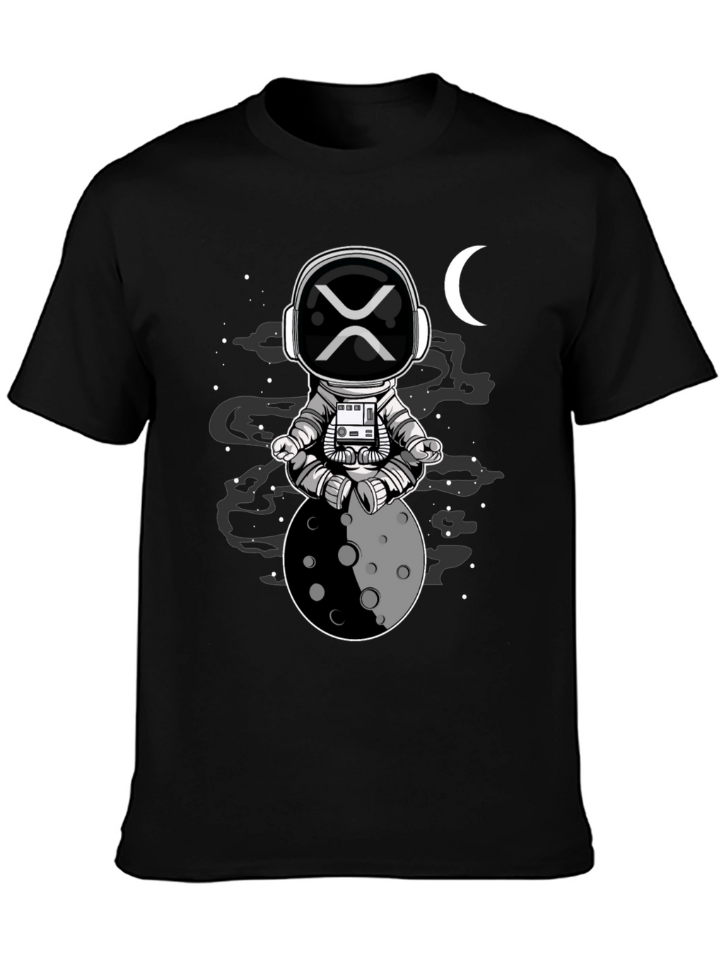 Astronaut Moon Meditation Black T-Shirt