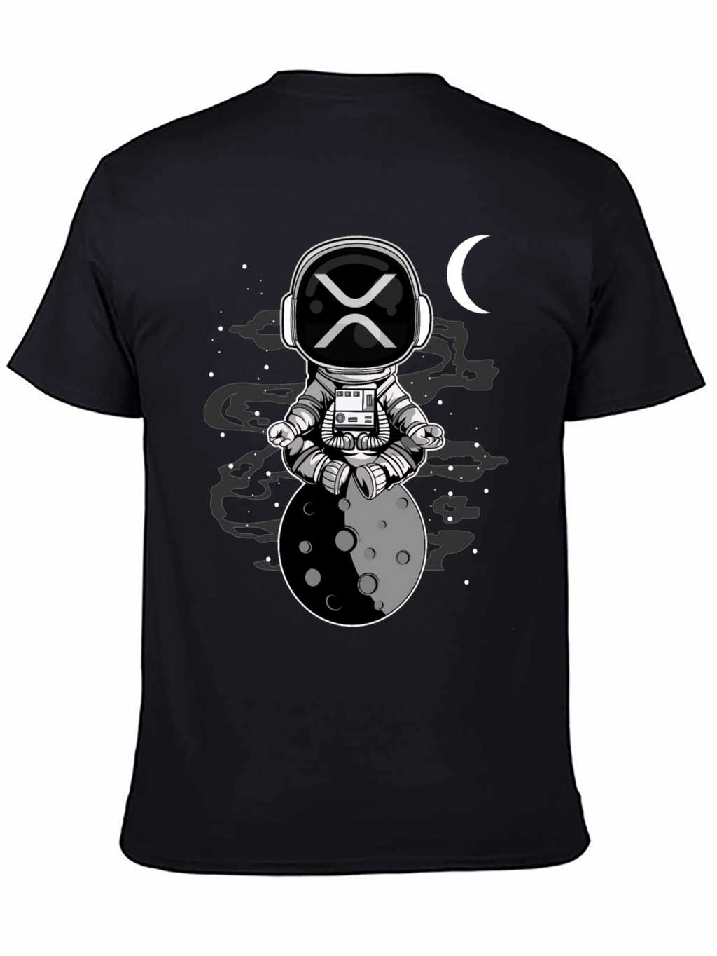 Astronaut Moon Meditation Black T-Shirt
