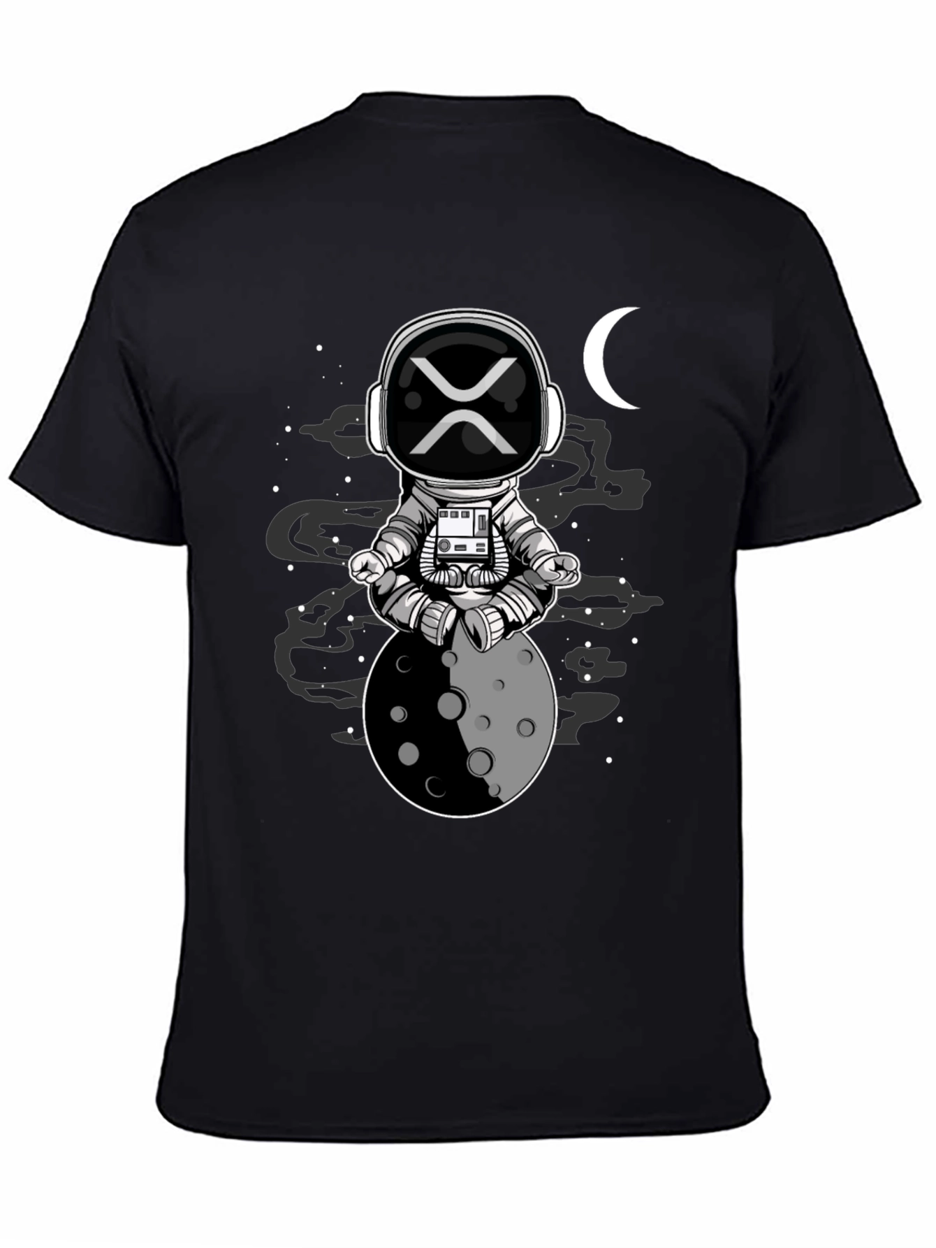 Astronaut Moon Meditation Black T-Shirt