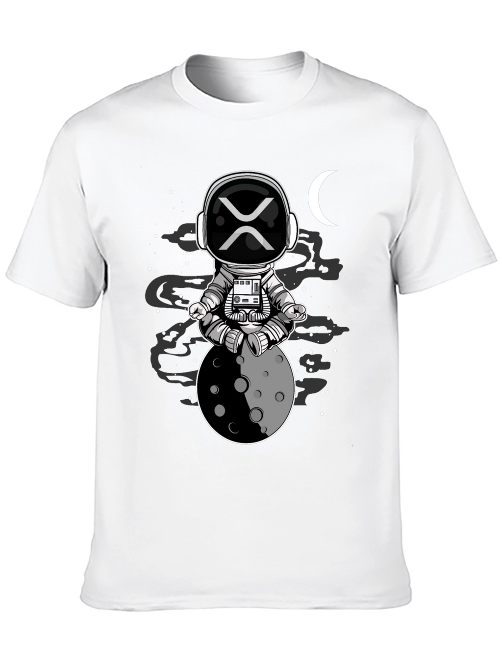 Astronaut Moon Meditation Black T-Shirt