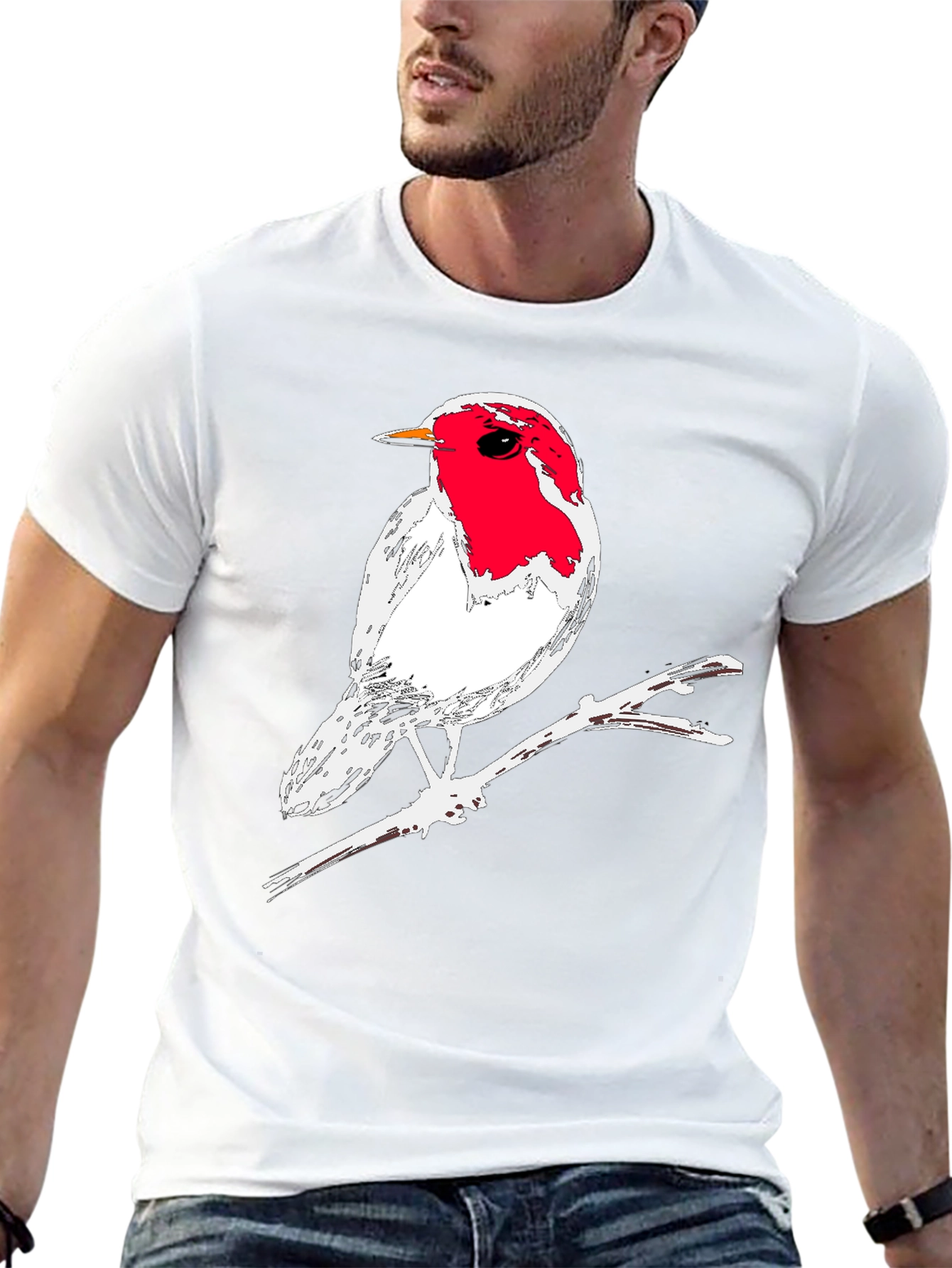 Robin Bird Graphic T-Shirt - Black Cotton Tee