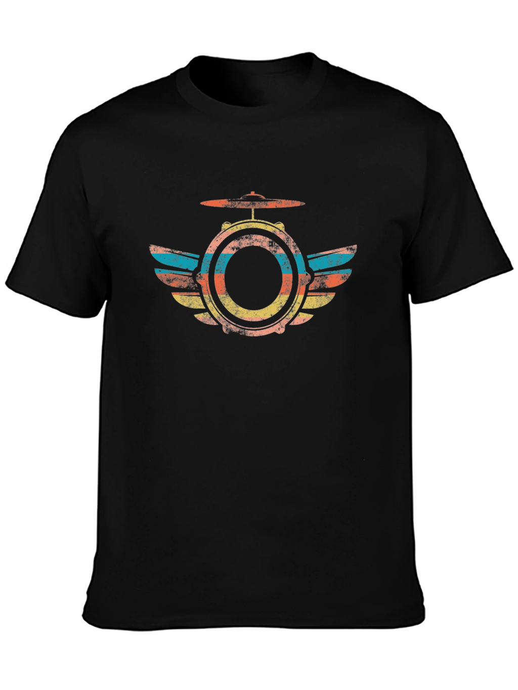 Retro Drum Kit Winged T-Shirt