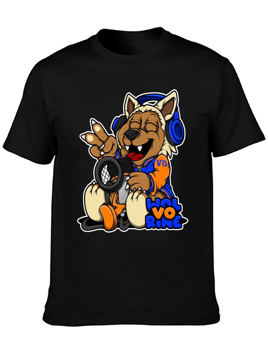 Cartoon Wolverine Music T-Shirt