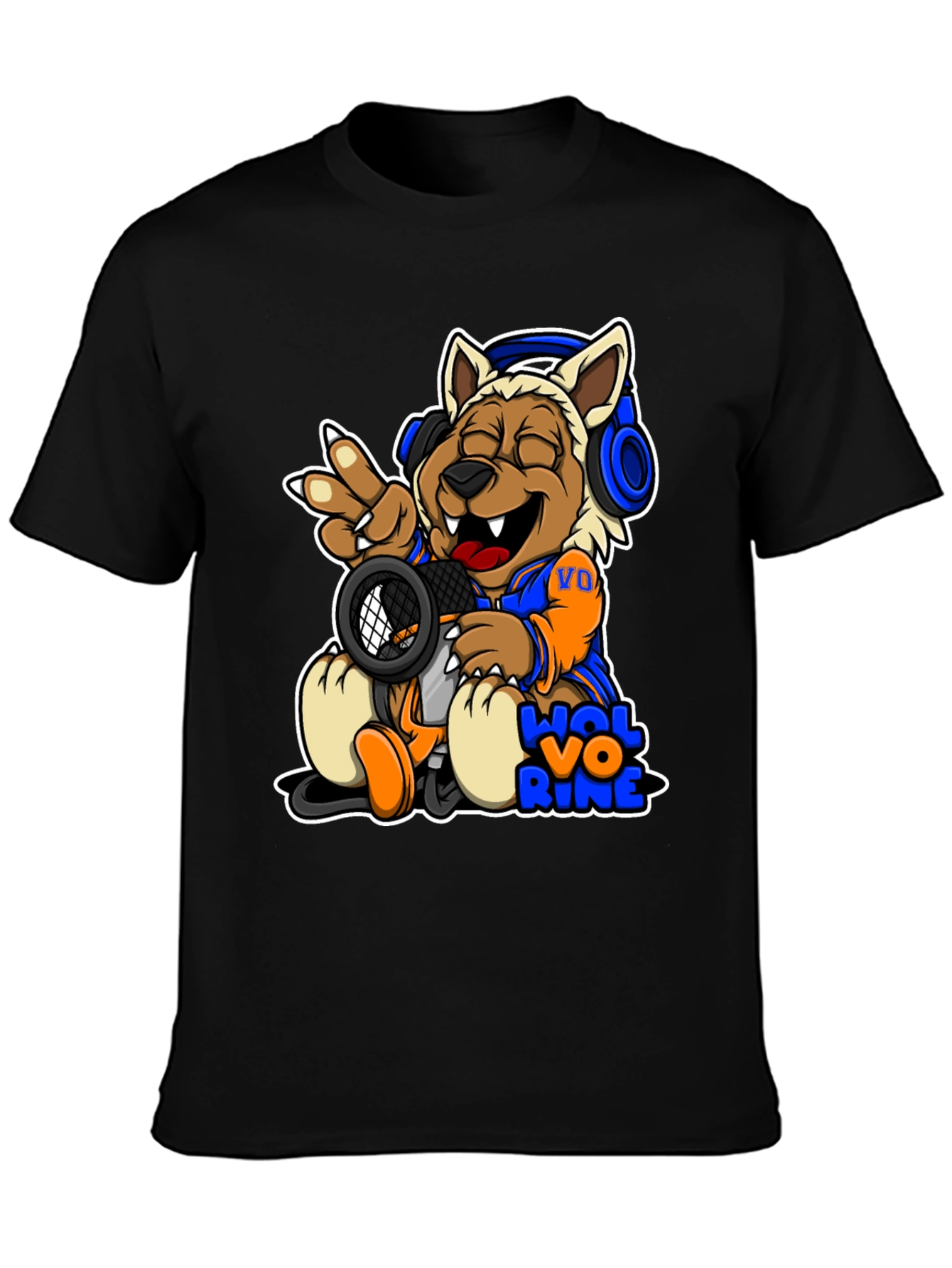 Cartoon Wolverine Music T-Shirt