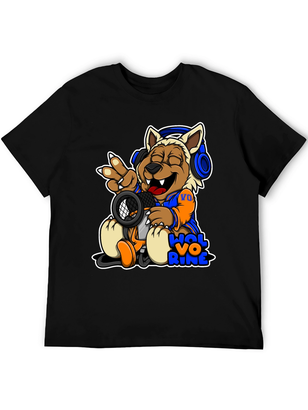 Cartoon Wolverine Music T-Shirt