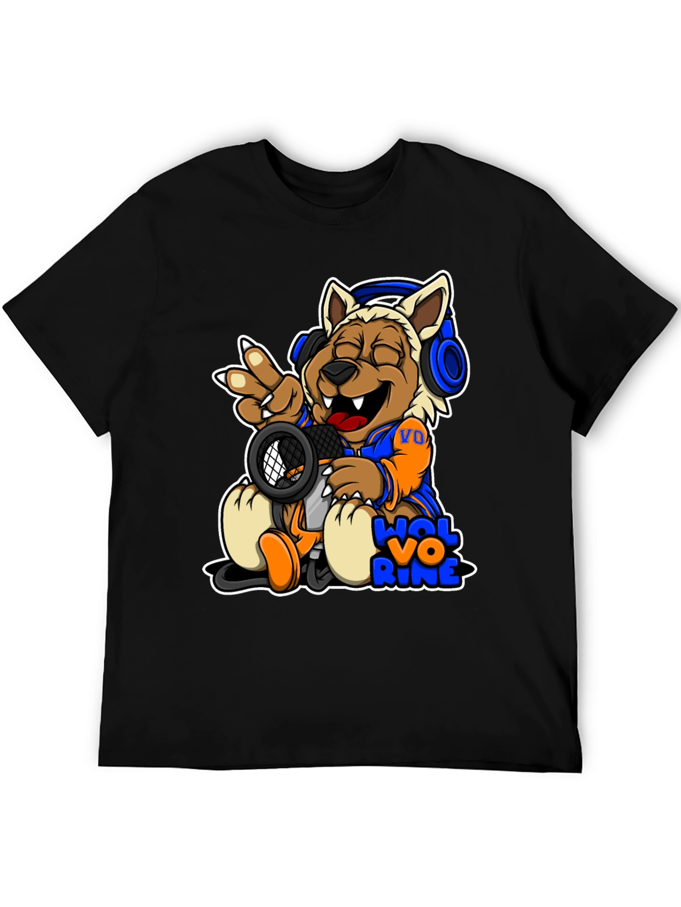 Cartoon Wolverine Music T-Shirt