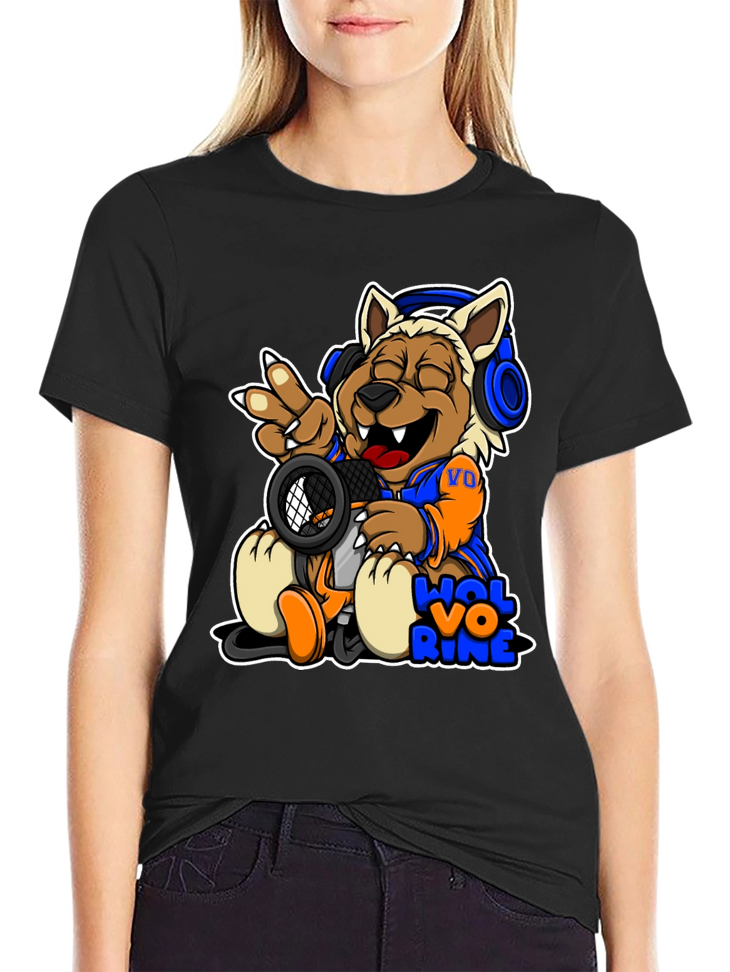 Cartoon Wolverine Music T-Shirt
