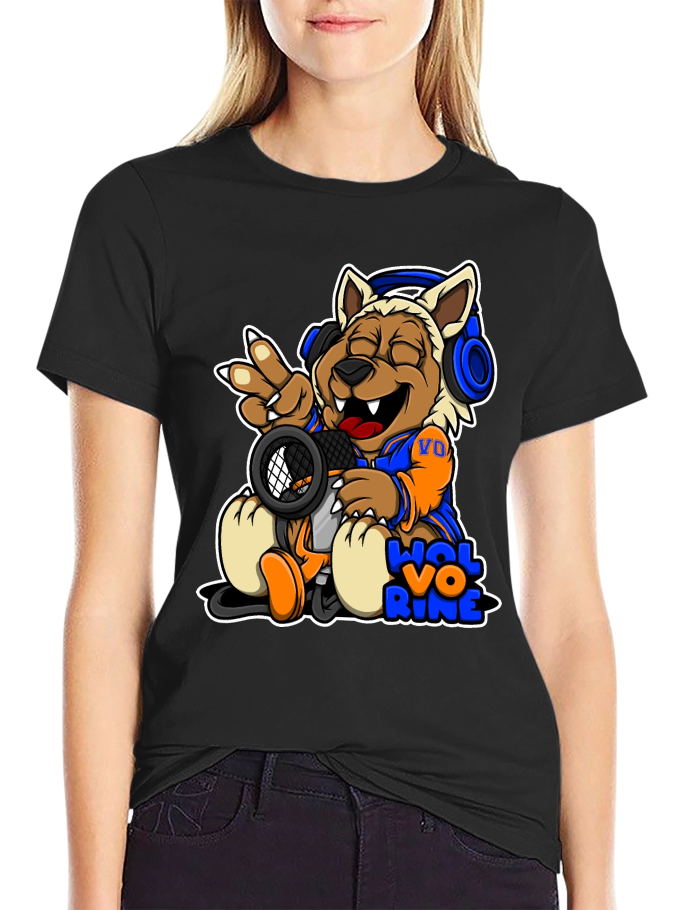 Cartoon Wolverine Music T-Shirt