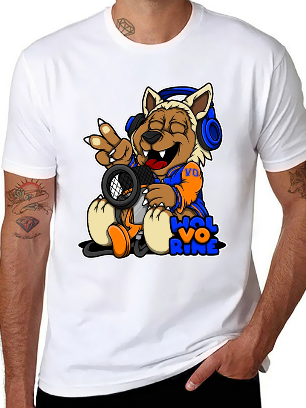 Cartoon Wolverine Music T-Shirt