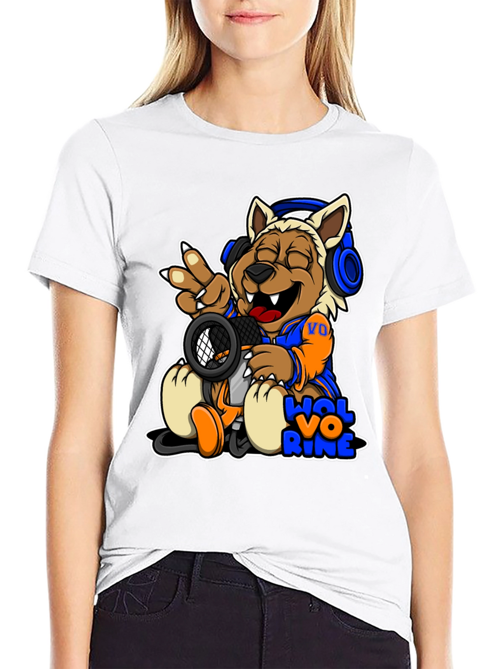 Cartoon Wolverine Music T-Shirt