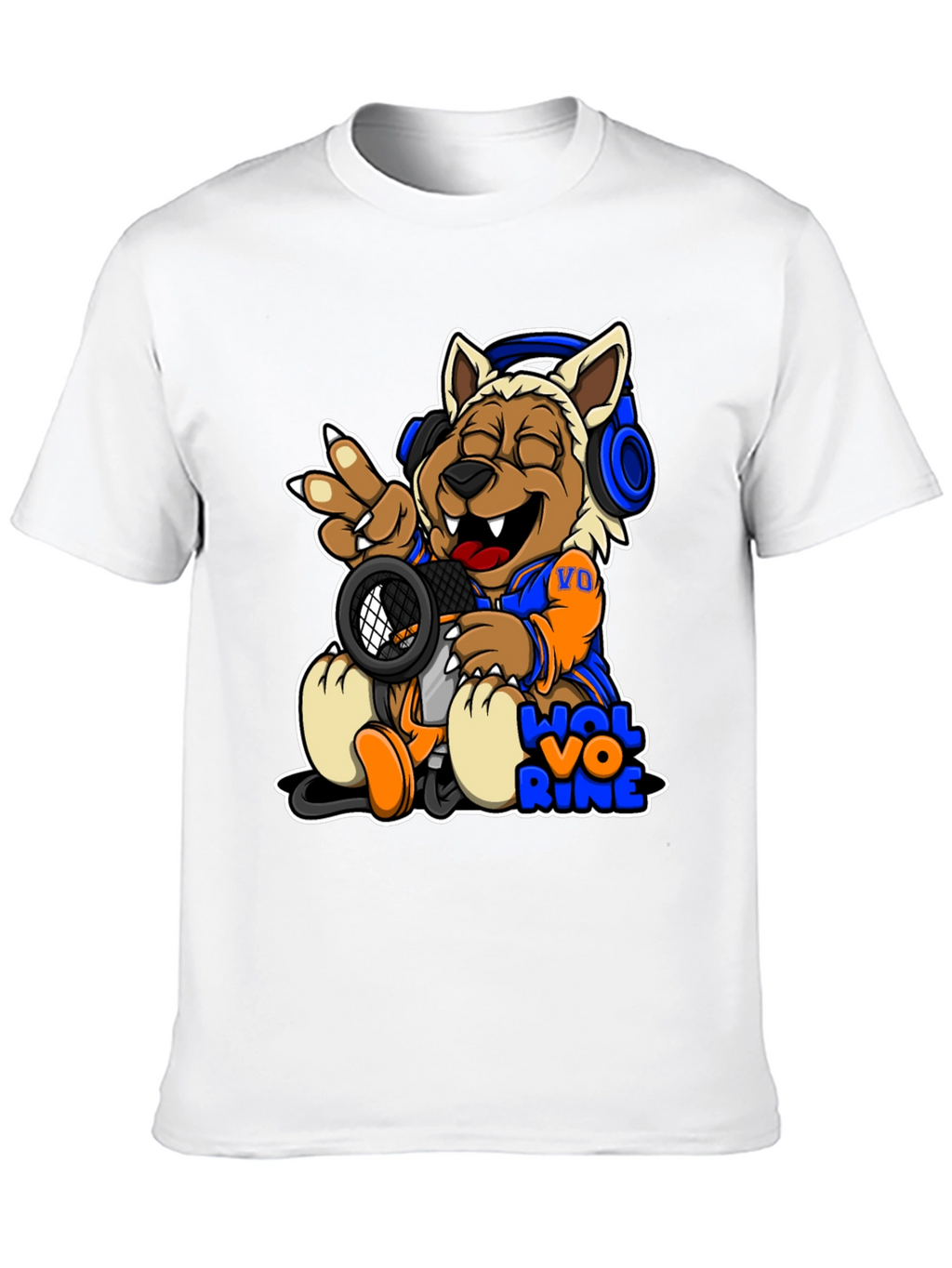 Cartoon Wolverine Music T-Shirt