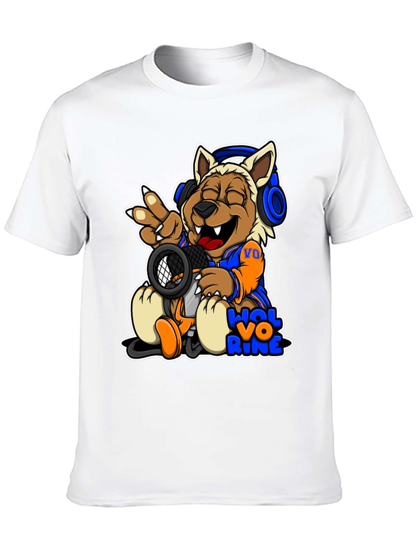 Cartoon Wolverine Music T-Shirt