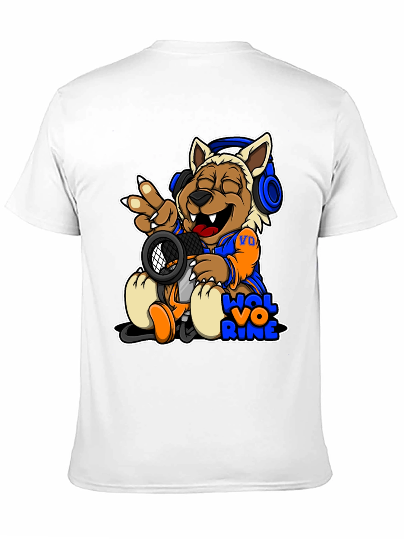 Cartoon Wolverine Music T-Shirt