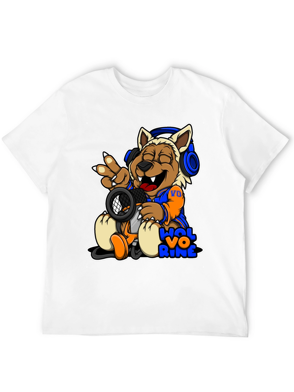 Cartoon Wolverine Music T-Shirt