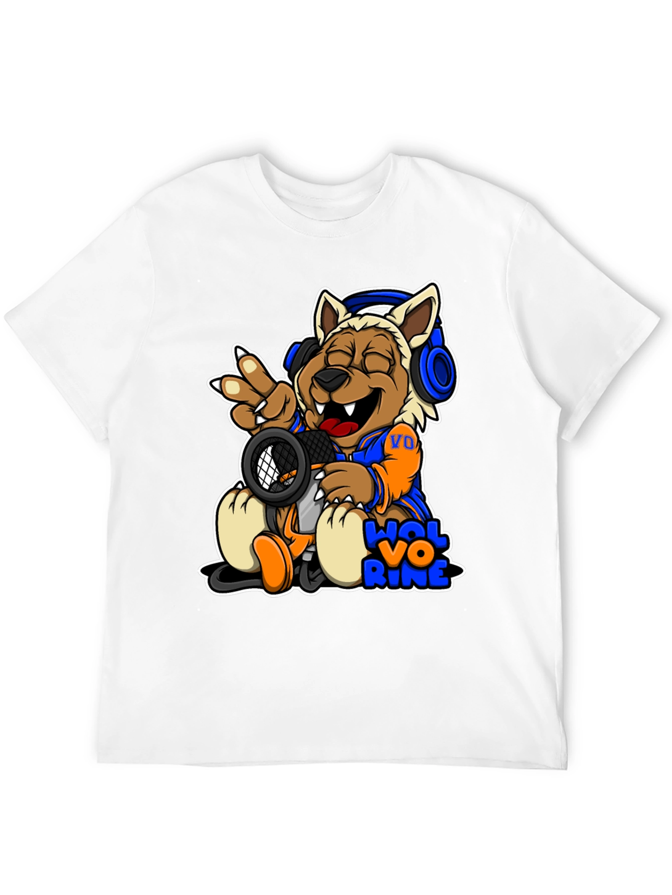Cartoon Wolverine Music T-Shirt