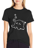 Cute Angler Fish Graphic T-Shirt - Black