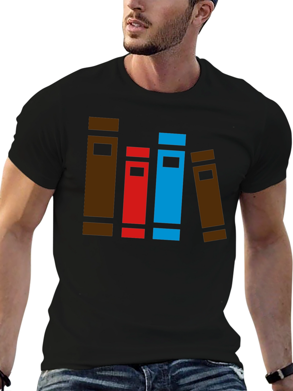 Book Stack Graphic Tee - Novelty T-Shirt
