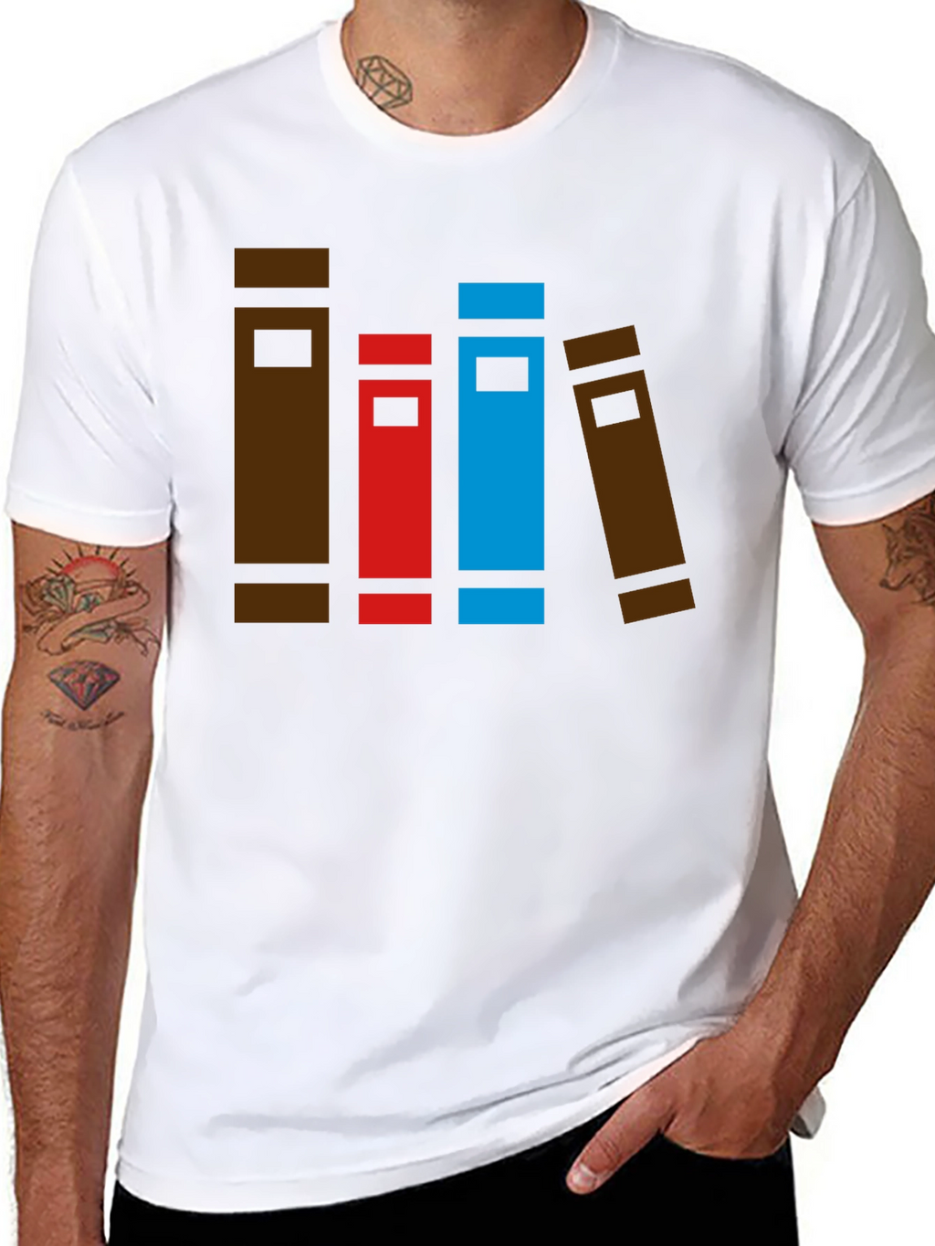 Book Stack Graphic Tee - Novelty T-Shirt