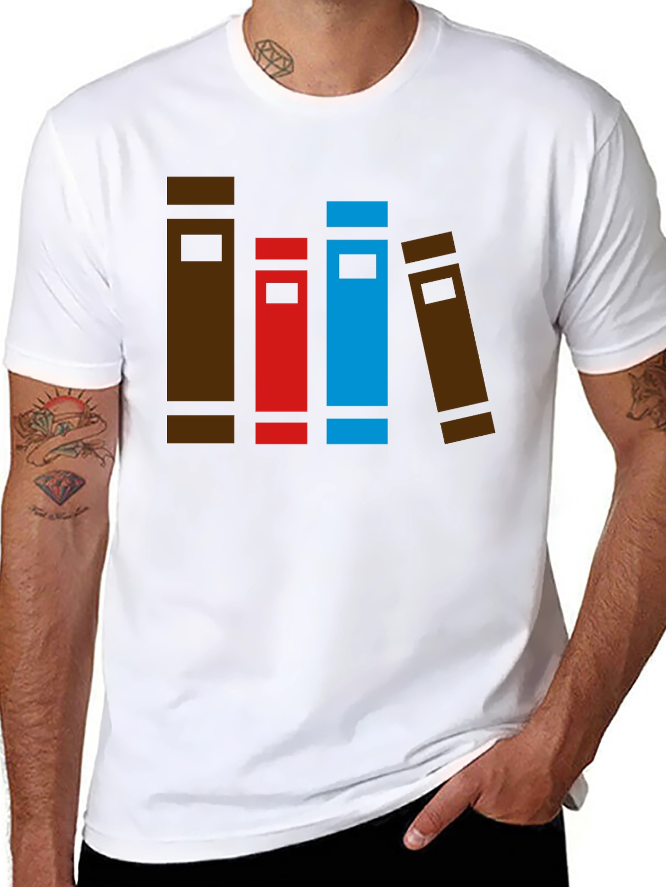 Book Stack Graphic Tee - Novelty T-Shirt
