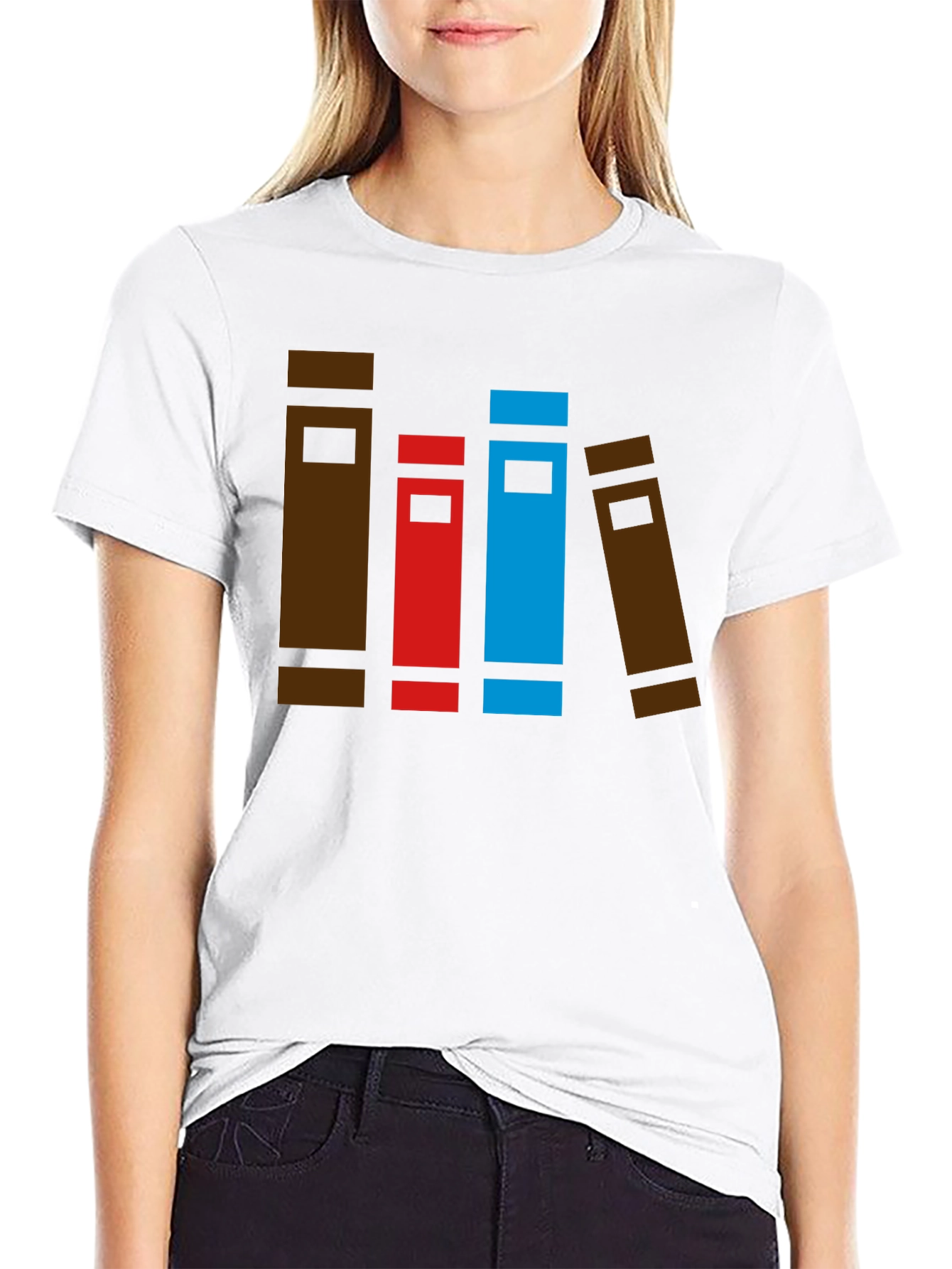 Book Stack Graphic Tee - Novelty T-Shirt