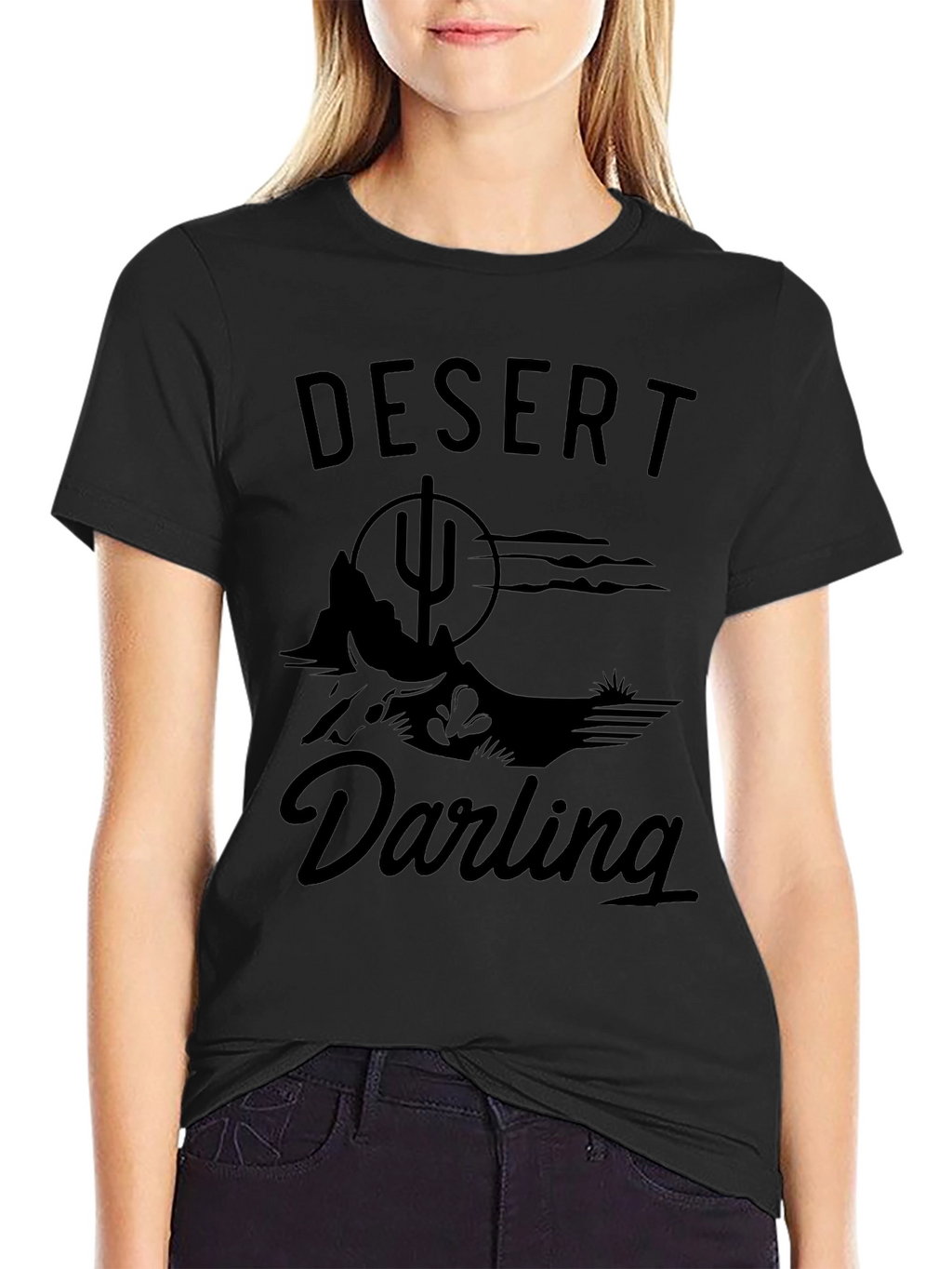 Desert Darling Graphic T-Shirt - Black Cotton Tee