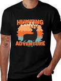 Hunting Adventure Black T-Shirt Deer Graphic