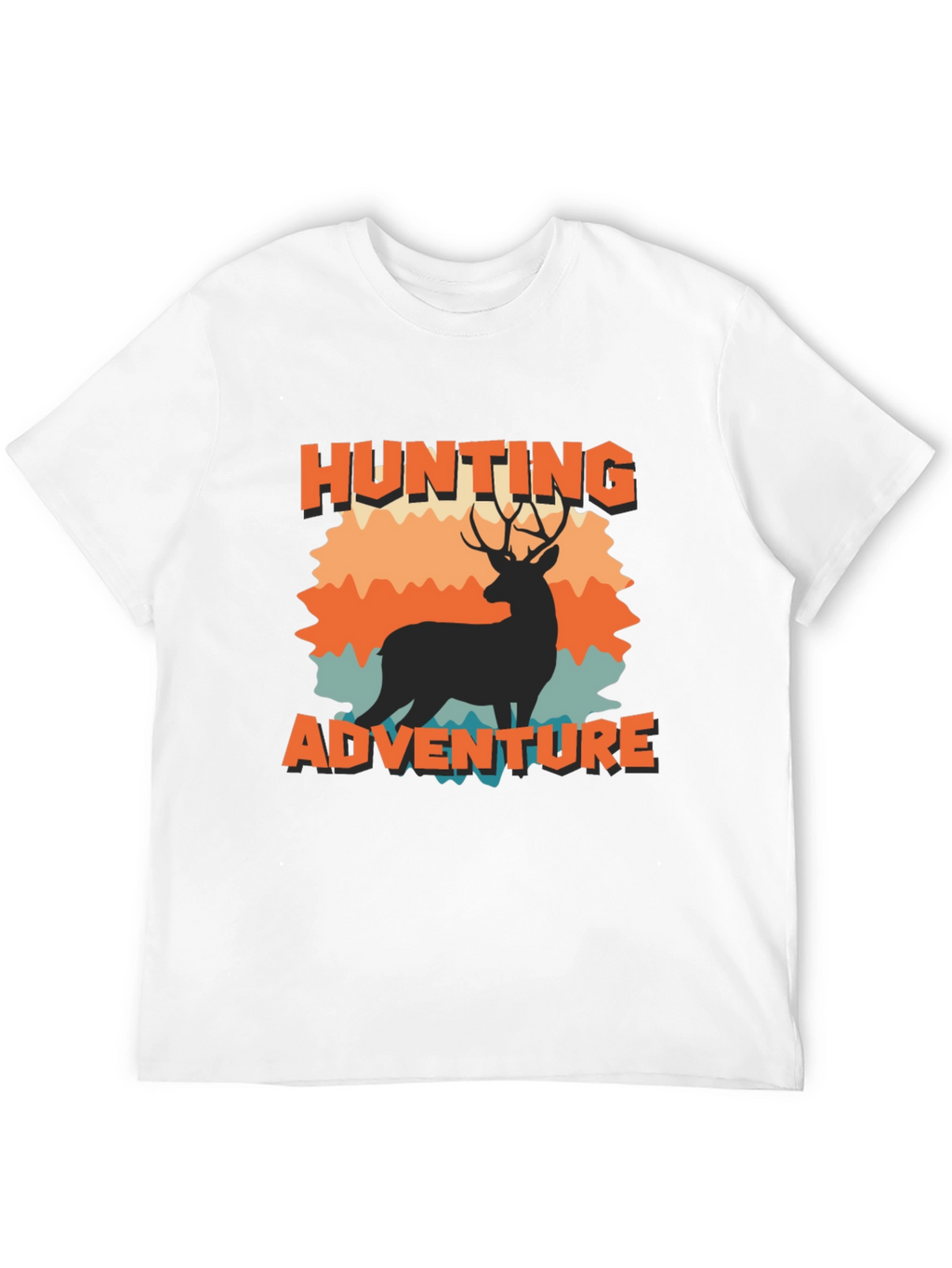 Hunting Adventure Black T-Shirt Deer Graphic