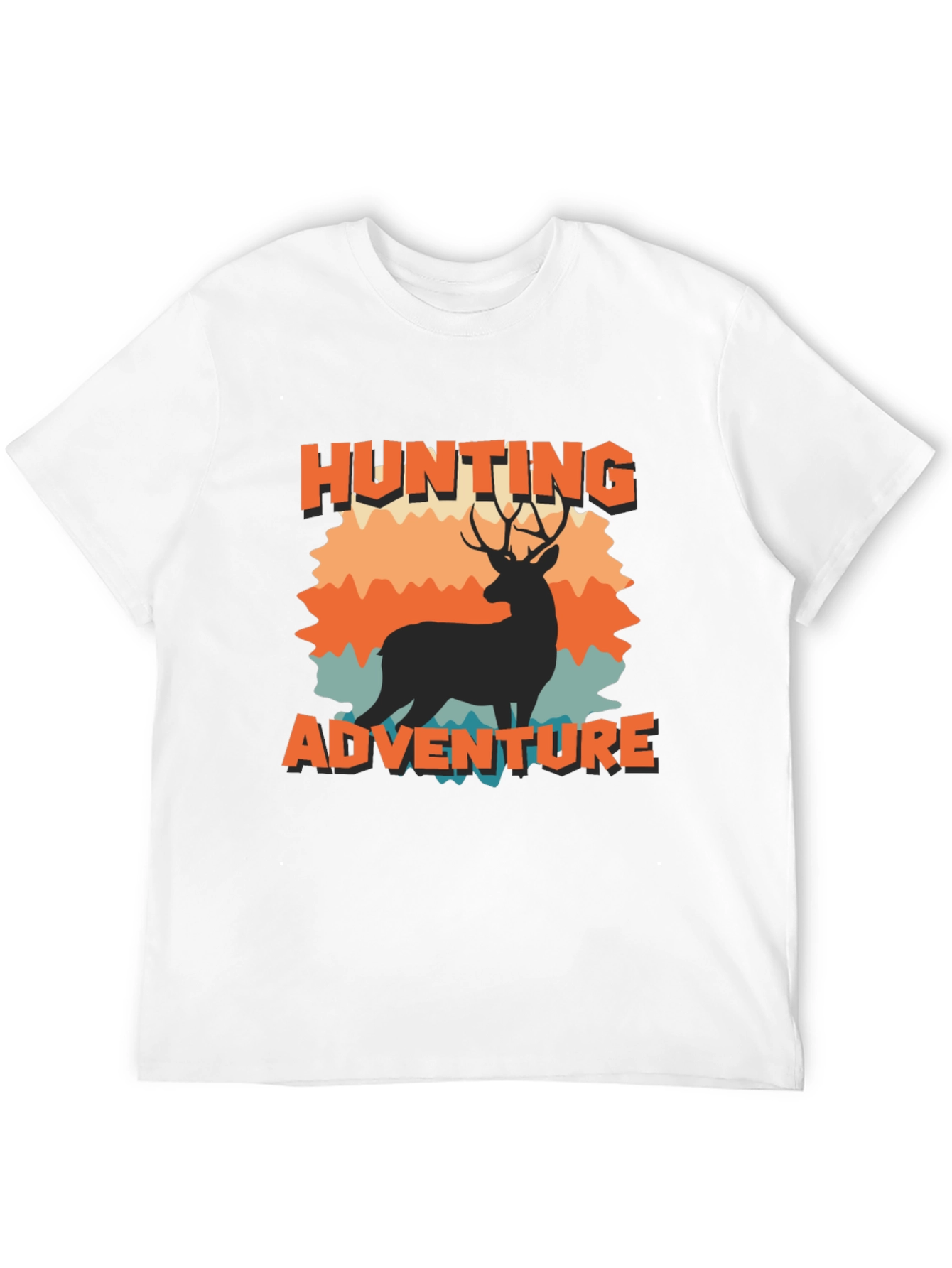 Hunting Adventure Black T-Shirt Deer Graphic