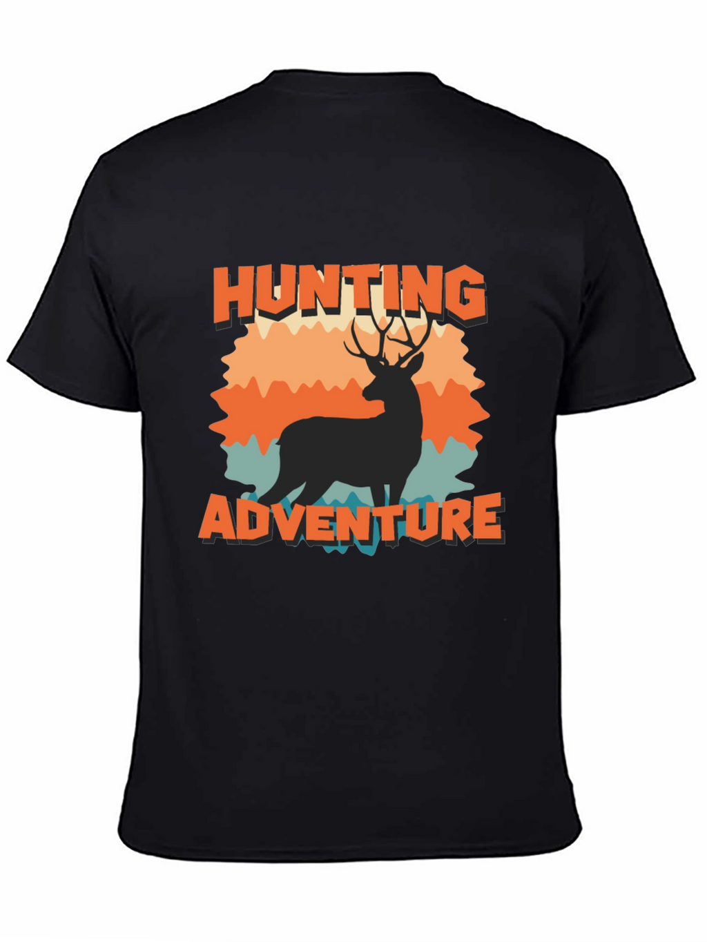 Hunting Adventure Black T-Shirt Deer Graphic