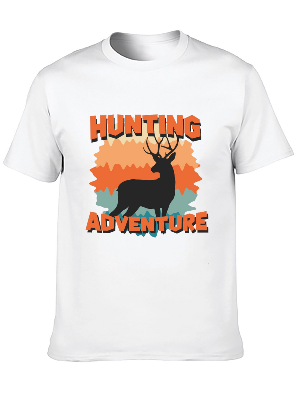 Hunting Adventure Black T-Shirt Deer Graphic