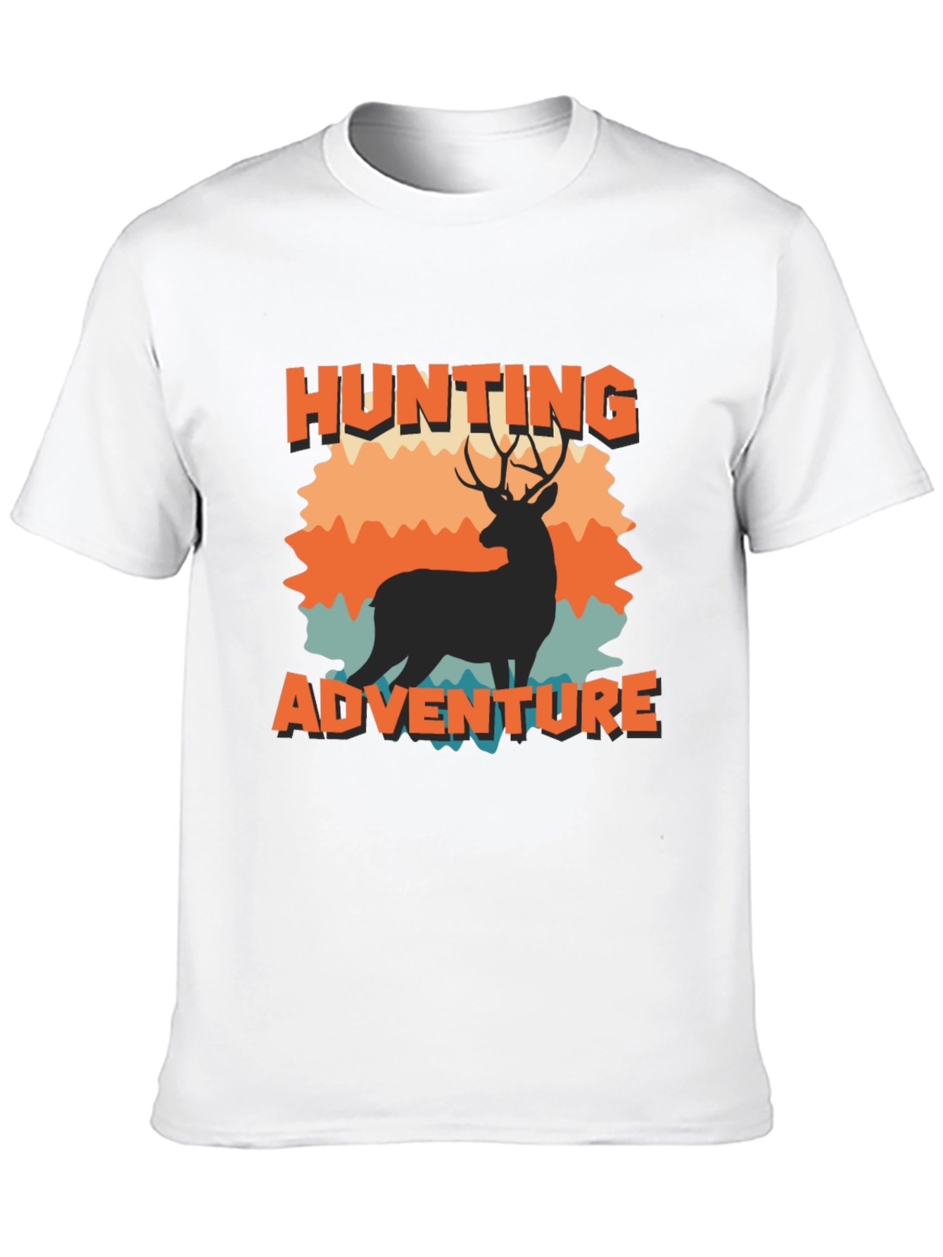 Hunting Adventure Black T-Shirt Deer Graphic