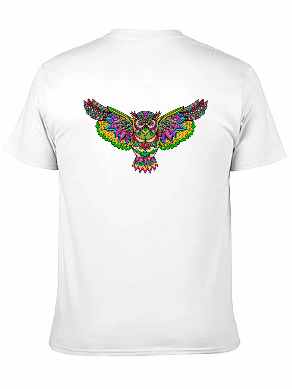 Vibrant Owl Graphic Print Black T-Shirt