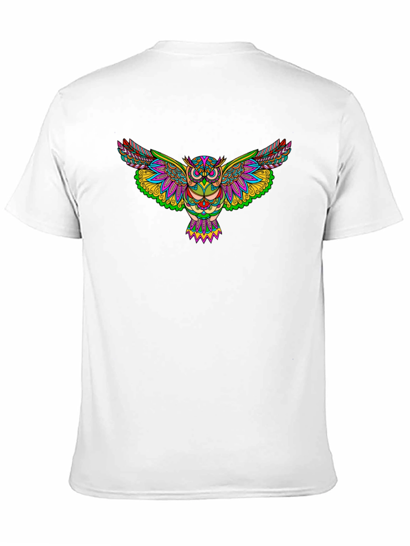 Vibrant Owl Graphic Print Black T-Shirt