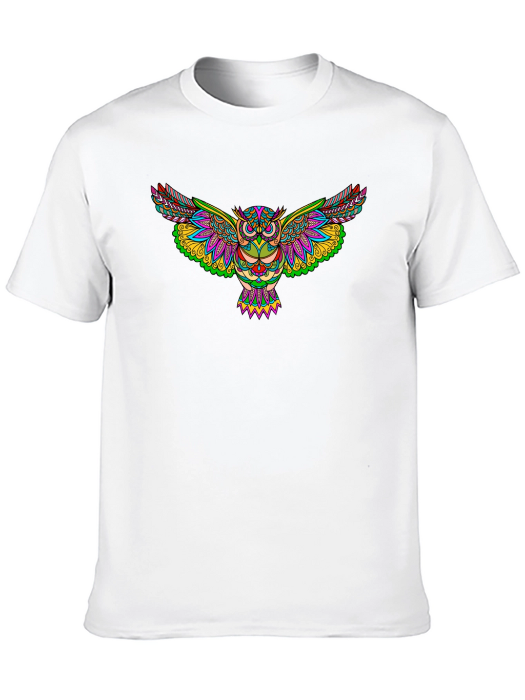 Vibrant Owl Graphic Print Black T-Shirt